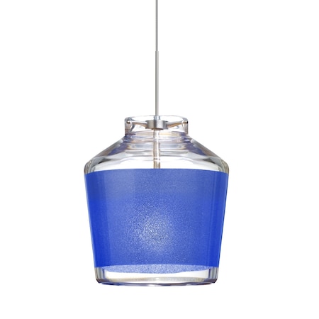 Besa Lighting Pica 6 Cord Pendant, Blue Sand, Satin Nickel Finish, 1x5W LED 1XT-PIC6BL-LED-SN